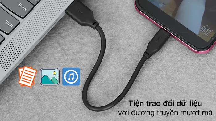 Cáp Micro AVA+ LJET-M01 - Tốc độ truyền tải dữ liệu nhanh chóng giữa thiết bị di động và laptop, PC 