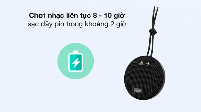 Loa Bluetooth Mozard X21 - Sử dụng liền mạch đến 8 - 10 tiếng (âm lượng trung bình) với dung lượng pin 1500 mAh
