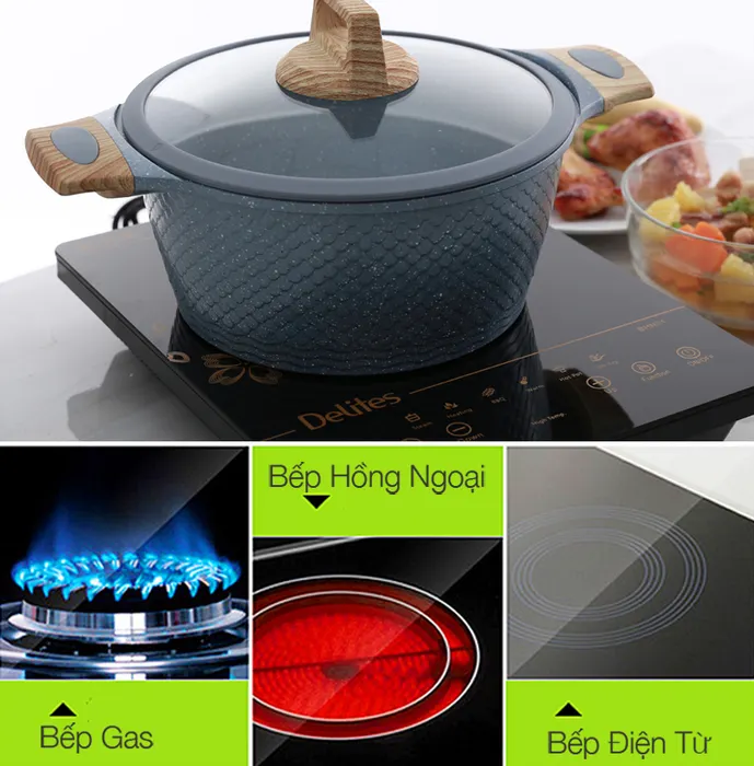 Nồi nhôm chống dính đáy từ 26 cm DMX NN002