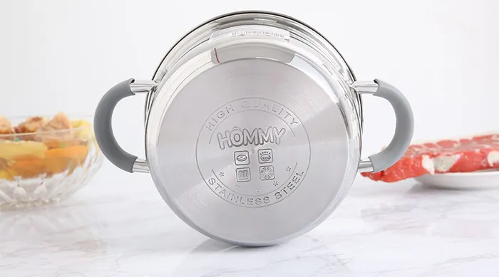 Nấu thức ăn nhanh, tiết kiệm thời gian - Nồi inox 3 đáy 20cm Hommy CW-S042-20