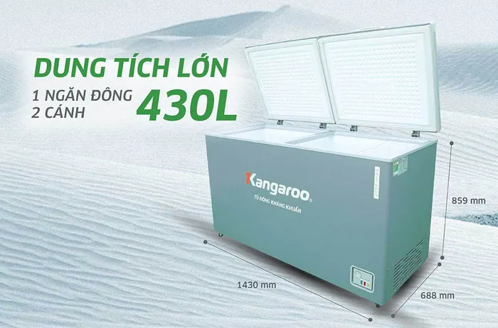 Tủ Đông Kangaroo Inverter 430 Lít KGFZA430IG1 có dung tích lên đến 430 lít