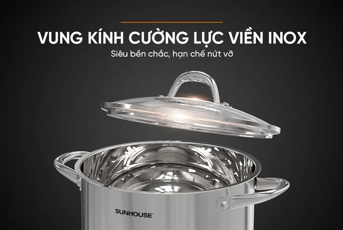 Vung kính cường lực giúp theo dõi quá trình nấu nướng dễ dàng hơn