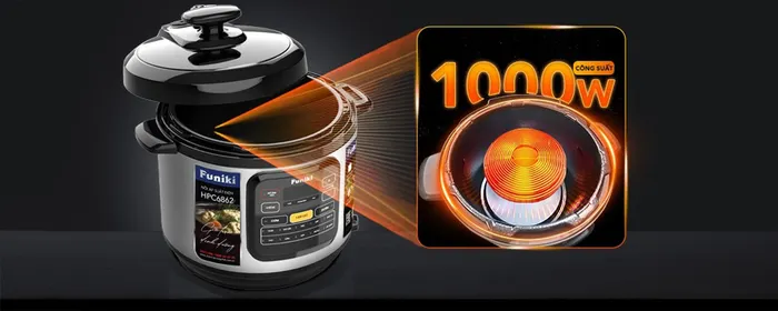 Nồi Áp Suất Điện Funiki HPC6862 nấu chín đồ ăn nhanh chóng