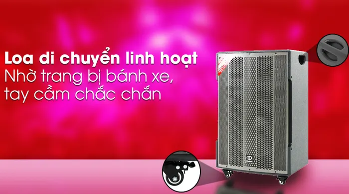 Loa kéo Karaoke Dalton TS-18G850X 850W - Bánh xe