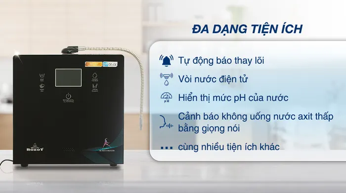Máy lọc nước điện giải ion kiềm Robot IonPrince 910X - Đa dạng tiện ích