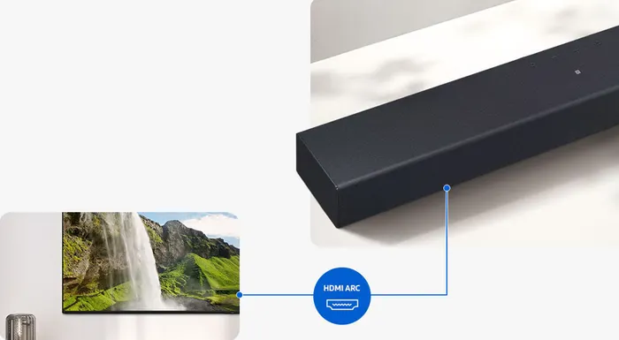 Dùng dây cáp HDMI ARC để liên kết TV và loa thanh HW-B400F/XV