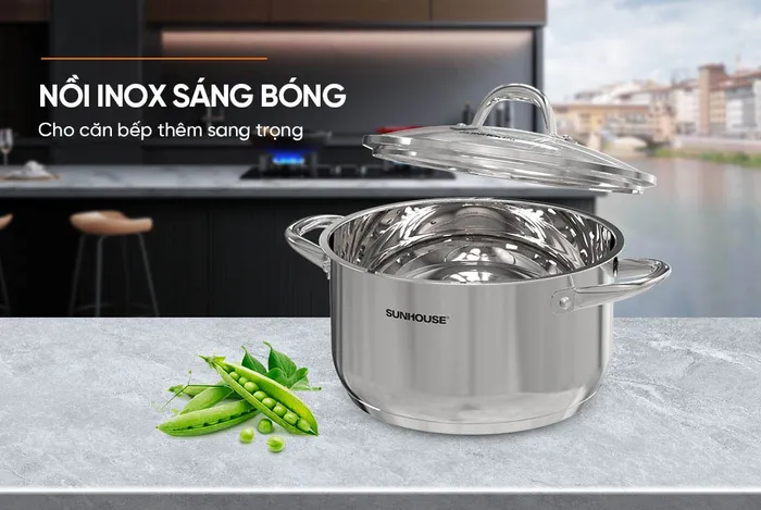 Nồi Inox 3 Đáy Sunhouse SHG301-20 gây ấn tượng với kiểu dáng tinh tế