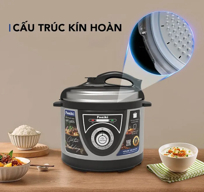 Nồi Áp Suất Điện Funiki HPC6855 5 Lít tối ưu hóa quá trình nấu nướng