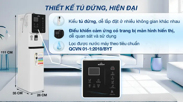 Máy lọc nước điện giải ion kiềm nóng nguội lạnh ROBOT IonKing 511X 6 lõi 5 tấm điện cực - Thiết kế