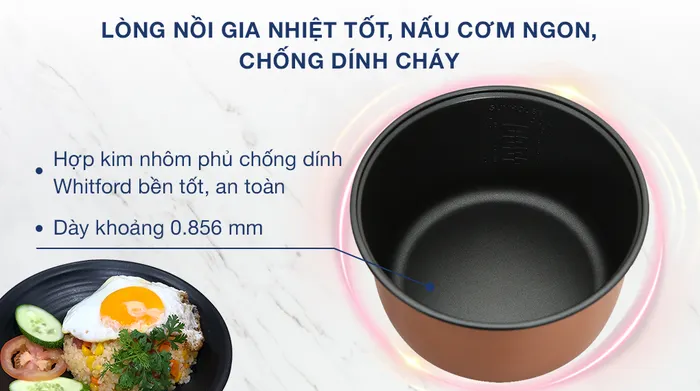 Nồi cơm nắp gài Sunhouse 1.8 lít SHD8602 - Lòng nồi
