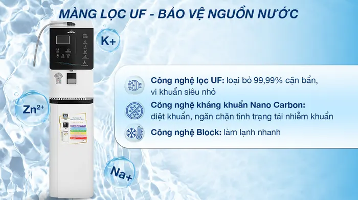 Máy lọc nước điện giải ion kiềm nóng nguội lạnh ROBOT IonKing 511X 6 lõi 5 tấm điện cực - Công nghệ