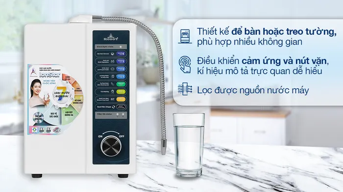 Thiết kế - Máy lọc nước điện giải ion kiềm Robot IonStar 5X 2 lõi 5 tấm điện cực