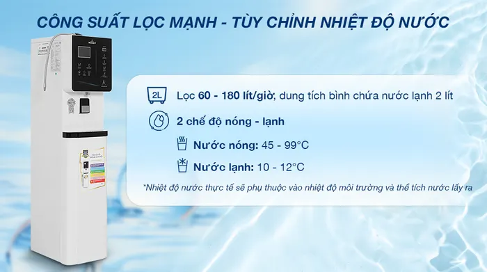 Máy lọc nước điện giải ion kiềm nóng nguội lạnh ROBOT IonKing 511X 6 lõi 5 tấm điện cực - Công suất lọc
