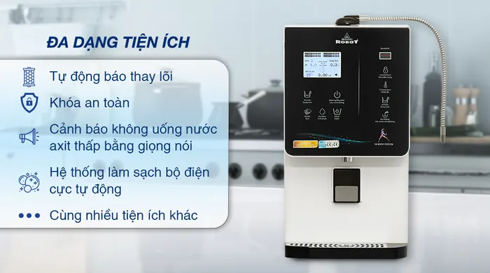 Máy lọc nước điện giải ion kiềm nóng nguội lạnh Robot IonQueen 1113X - Đa dạng tiện ích