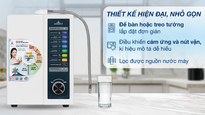 Thiết kế - Máy lọc nước điện giải ion kiềm Robot IonStar 11X 2 lõi 11 tấm điện cực