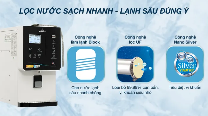 Máy lọc nước điện giải ion kiềm nóng nguội lạnh Robot IonQueen 711X - Công nghệ