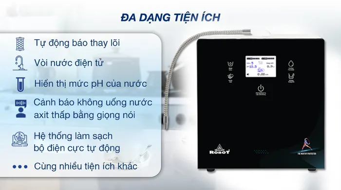Máy lọc nước điện giải ion kiềm Robot IonPrince 37X - Đa dạng tiện ích