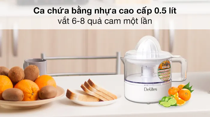 Máy vắt cam Delites 30W JC3000-GS - Ca chứa 0.5 lít