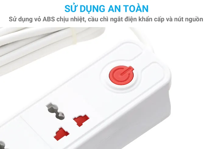 an toàn bền bỉ - Ổ cắm Điện Quang 3 lỗ 3 chấu 2USB 5m DBW103USB