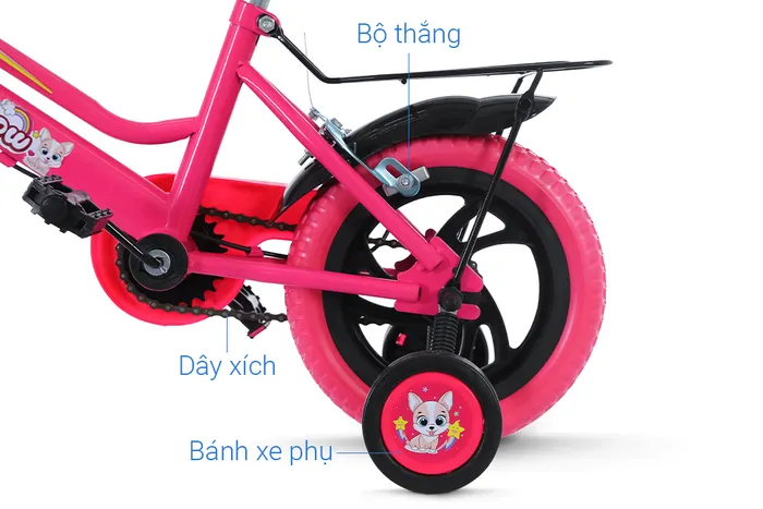 Bánh phụ - Xe đạp trẻ em Đại Phát Tài Cầu Vồng 12 inch