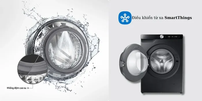 Chế độ vệ sinh lồng giặt+, kết nối ứng dụng SmartThings trên Samsung WW10DG6U34LBSV