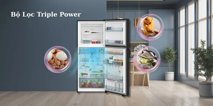 Tủ lạnh Hitachi HRTN6379SGBKVN được trang bị bộ lọc Triple Power