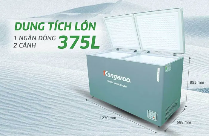 Tủ Đông Kangaroo Inverter KGFZC375IG1 có dung tích đến 375 lít