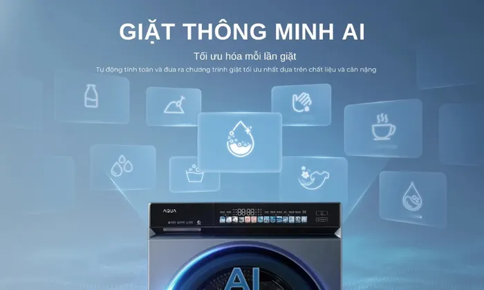 Công nghệ giặt thông minh AI trên Aqua AW12-B4377U1L(GN)