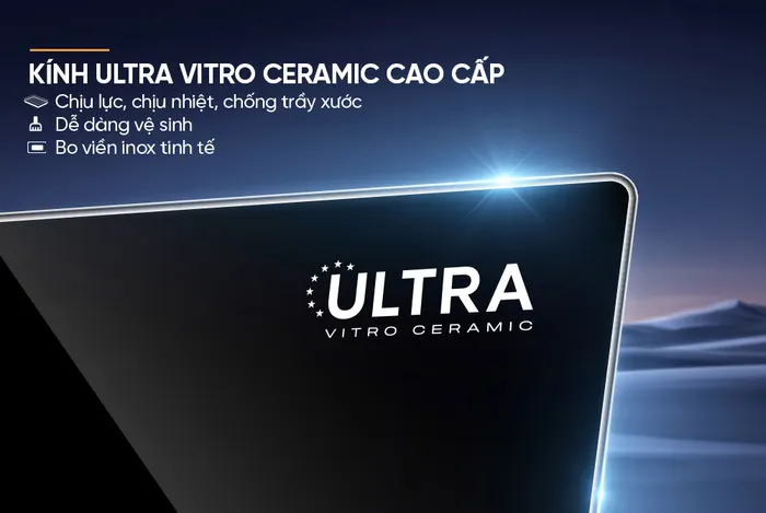 Bếp Đôi Điện Từ Sunhouse SHB82202-VMC sở hữu mặt kính Ultra Vitro Ceramic cao cấp