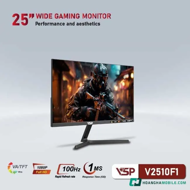 Màn hình VSP V2510F1 có tần số quét 100Hz & thời gian phản hồi 1ms cho trải nghiệm hình ảnh mượt mà