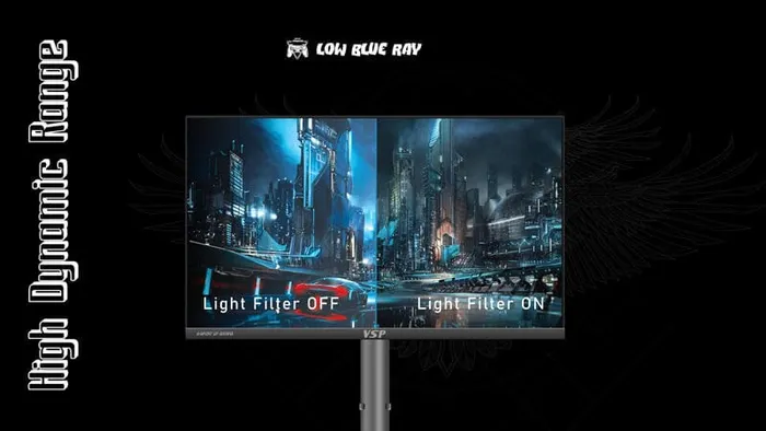 Tính năng Low Blue Color Control giảm ánh sáng xanh để bảo vệ mắt của màn hình gaming VSP VU271Q