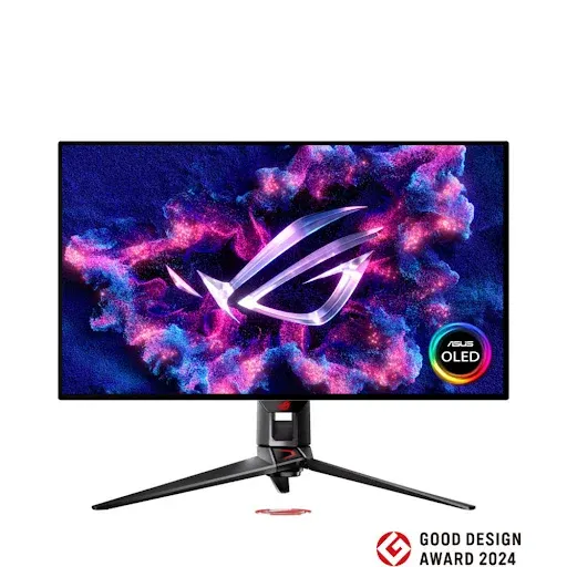 Thiết kế mạnh mẽ của màn hình ROG Swift OLED với chân đế linh hoạt