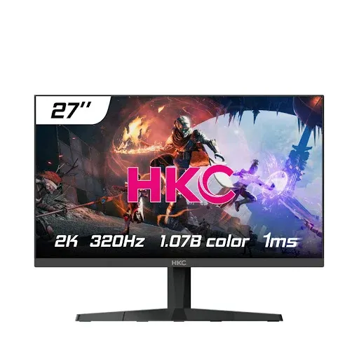 Thiết kế màn hình HKC MG27Q320 màu đen hiện đại và chân đế vững chắc