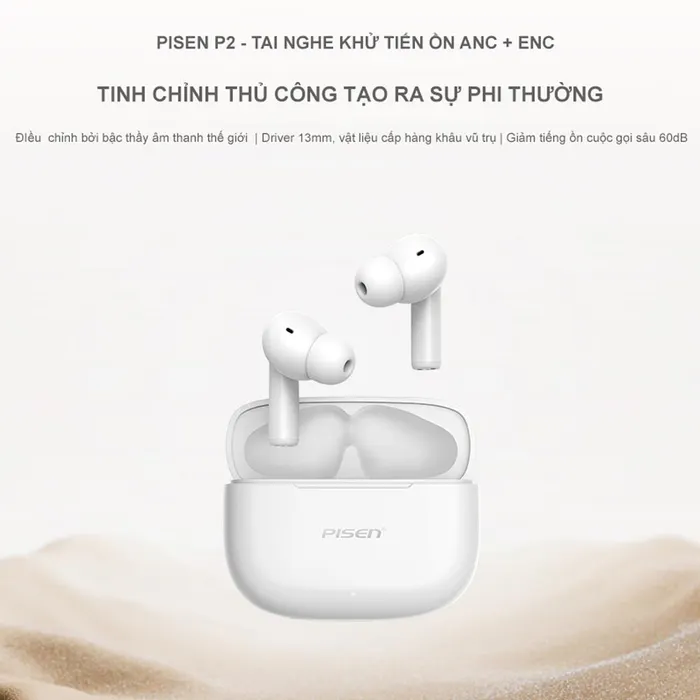 Tai nghe Bluetooth Pisen BHD-TW13 (Chống ồn kép ANC + ENC)