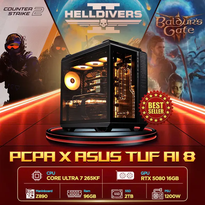 Máy tính PCPA x Asus TUF AI 8- Core Ultra 7 265KF/96GB/RTX5080