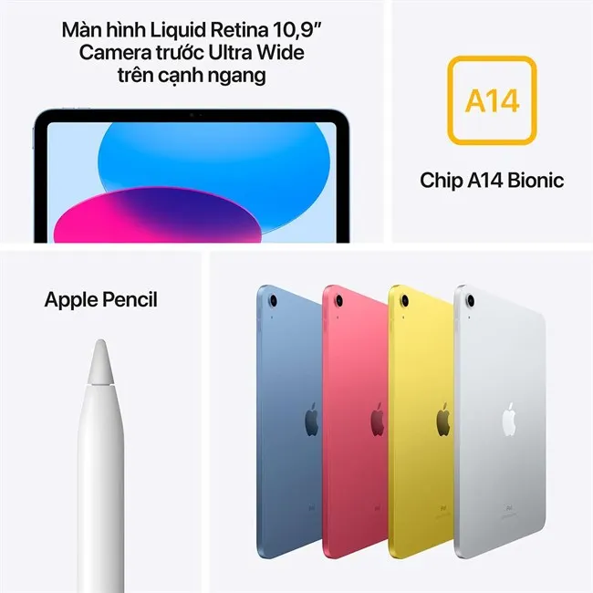 iPad Gen 10 10.9 inch (2022) Wi-Fi có màn hình Liquid Retina và bộ xử lý A14 Bionic