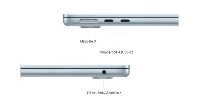 Hệ thống cổng kết nối linh hoạt của MacBook Air M4 13.6 inch 16GB/256GB
