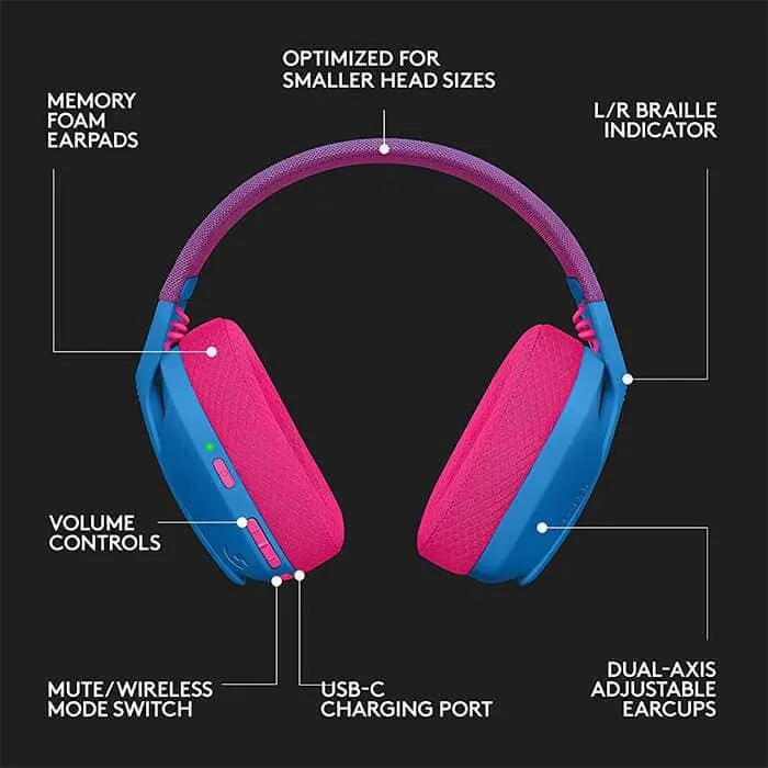 Tai nghe Logitech G435 LightSpeed Wireless Blue Raspberry
