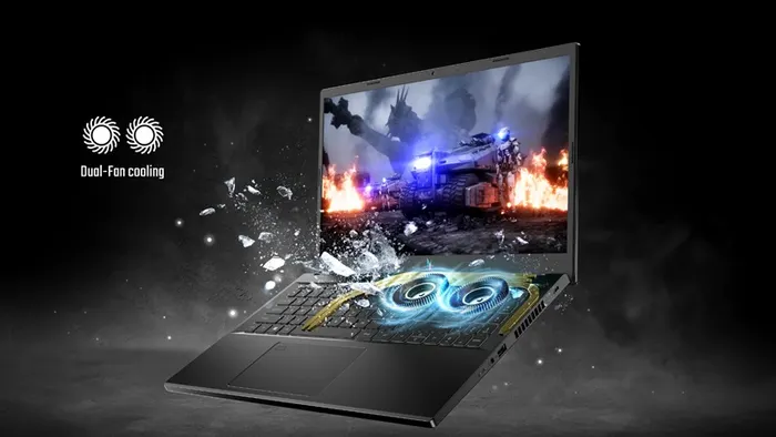 Laptop gaming Acer Nitro V - ANV15-51-58AN sử dụng hệ thống tản nhiệt tối ưu