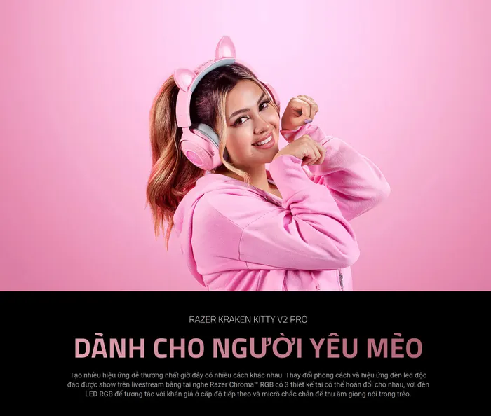Tai Nghe Gaming Razer Kraken Kitty V2 Pro
