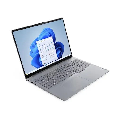 Thiết kế vỏ nhôm màu xám sang trọng và chuyên nghiệp của laptop.