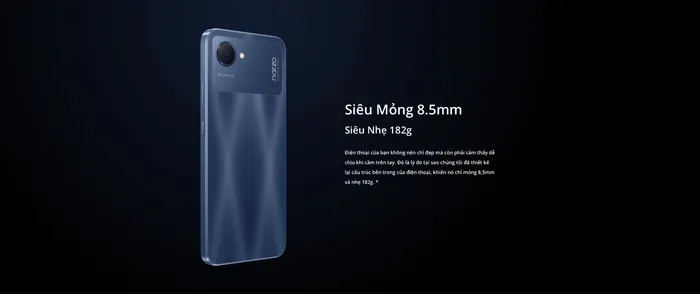 Điện thoại Realme Narzo 50i Prime có thiết kế mỏng nhẹ