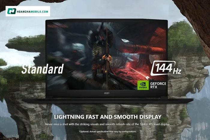 Với màn hình 15.6 inch Full HD, tấm nền IPS, tần số quét 144Hz, laptop MSI Katana 15 B13VEK-2415VN cho hình ảnh mượt mà, hạn chế xé hình