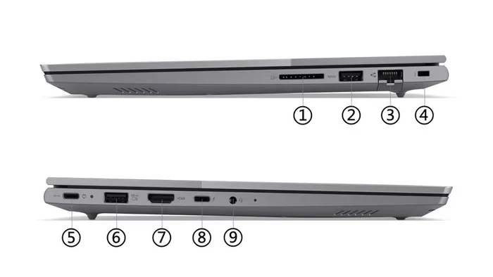 USB 3.2 Gen 1, USB-C 3.2 Gen 2 có hỗ trợ DisplayPort 1.4, ThunderBolt 4, HDMI 2.1, Ethernet, và jack cắm âm thanh, khe thẻ SD