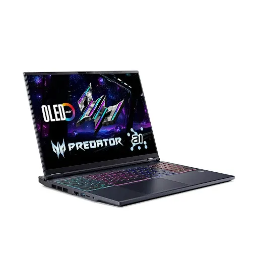 Thiết kế vỏ nhôm màu đen mạnh mẽ của Laptop Acer Gaming Predator Helios Neo 16 AI PHN16-73-9282