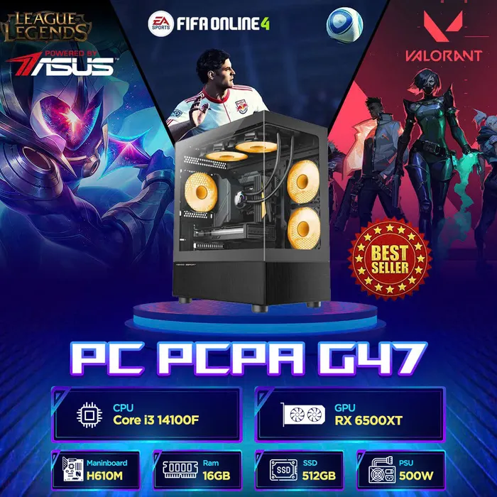 Máy tính PCPA G47 (I3 14100F/ 16GB/ 512GB SSD/RX 6500XT)