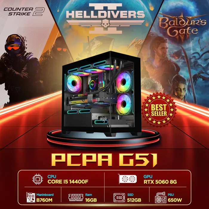 Máy tính PCPA G51 (i5 14400F/ 16GB/ 512GB SSD/RTX 5060 8Gb/650W)