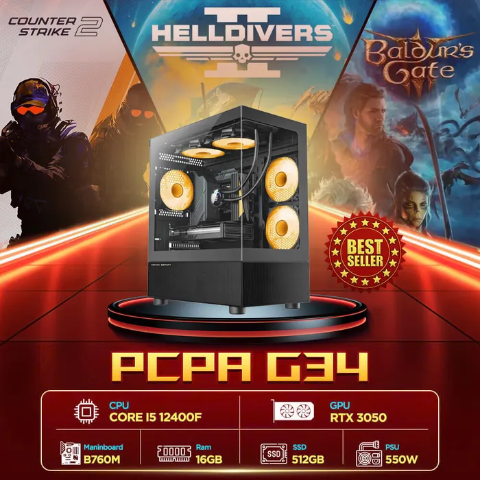 Máy Tính Để Bàn PCPA G34 (Core i5 12400F/ Intel B760/ 16GB/ 512GB SSD/ RTX 3050)