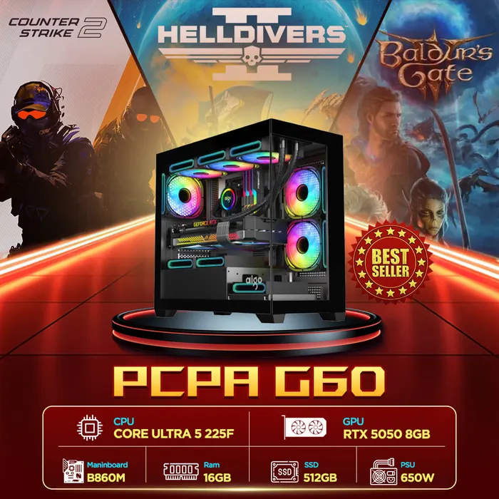Máy tính PCPA G60 (Core Ultra 5 225F/16GB/RTX 5050 8Gb/650W)
